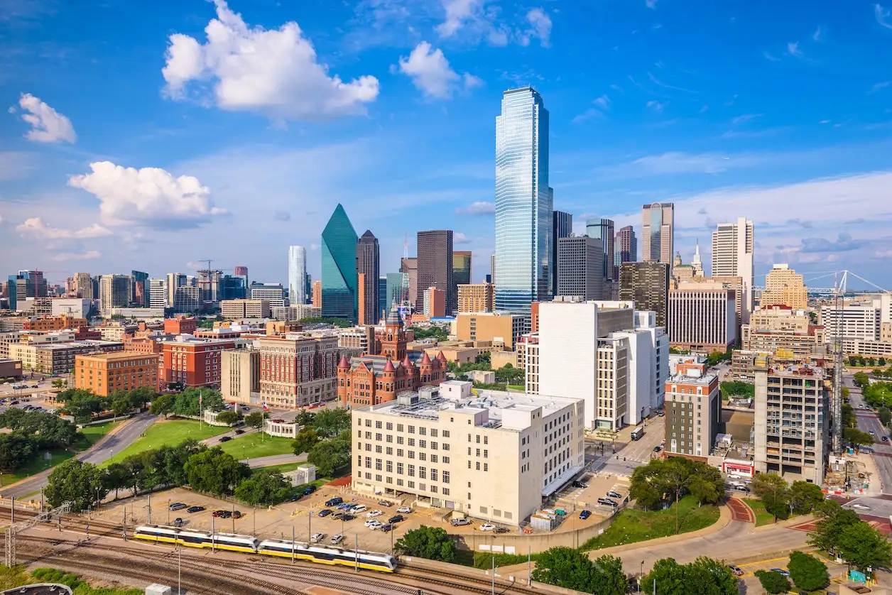 Wide shot of downtown Dallas, Texas.